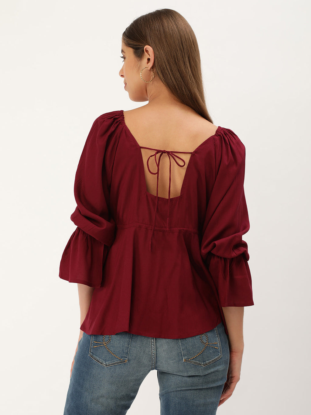 Casual Regular Sleeves Solid Women WINE Top