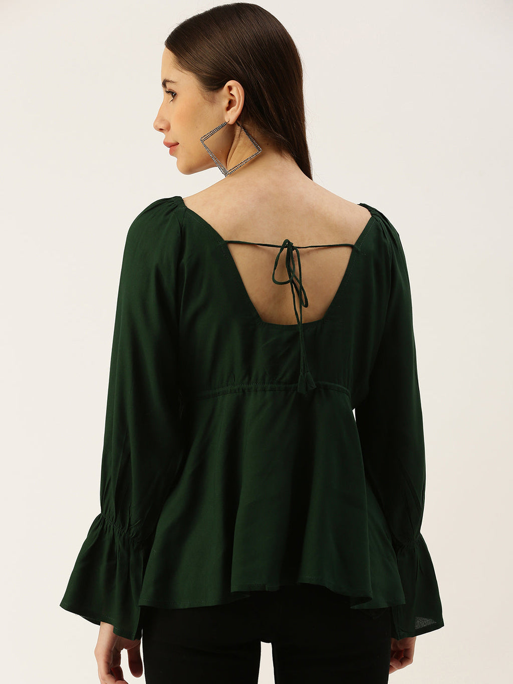 Casual Regular Sleeves Solid Women  GREEN Top