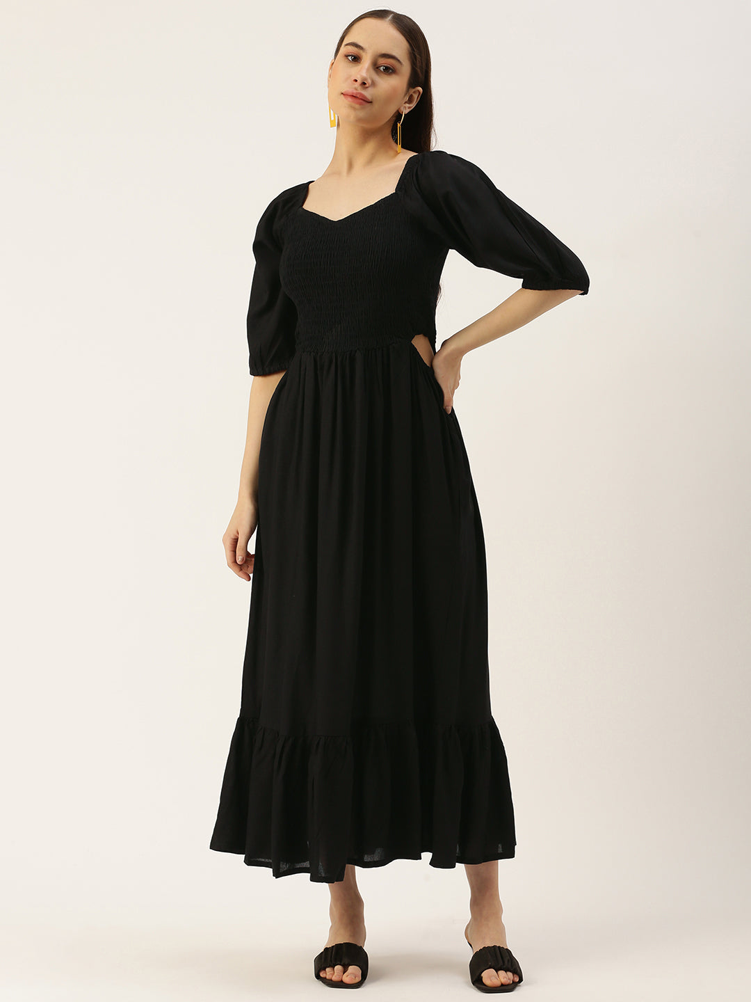 Women Fit and Flare Black Dress