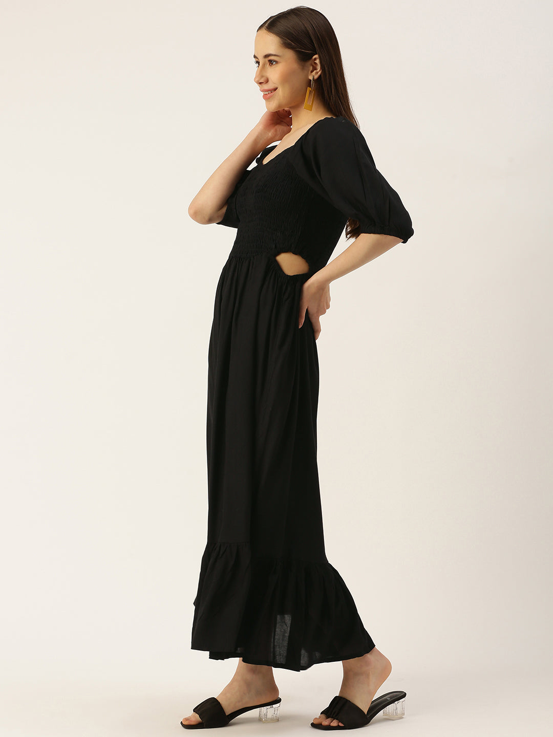 Women Fit and Flare Black Dress