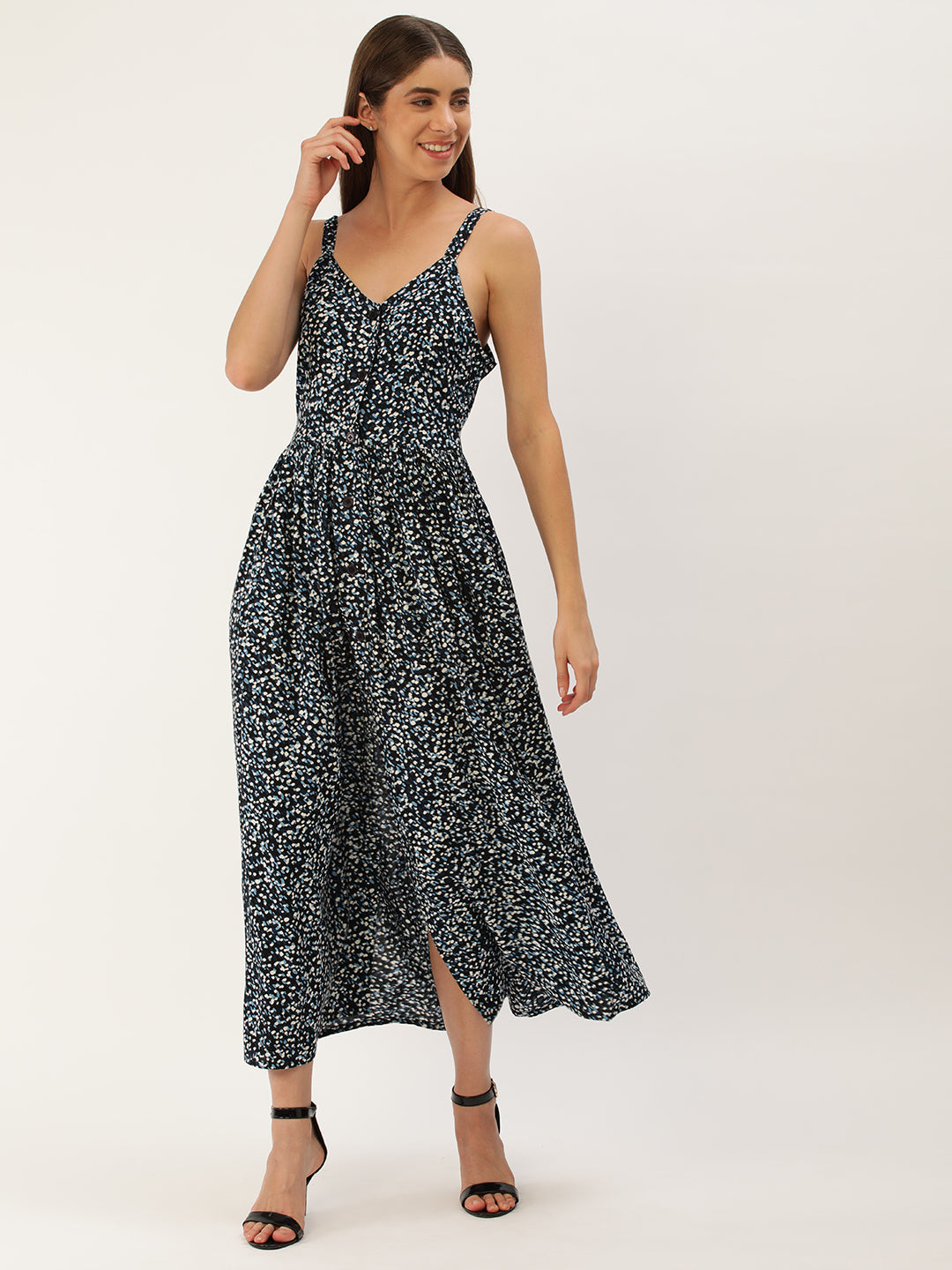Women Fit and Flare Blue Dress