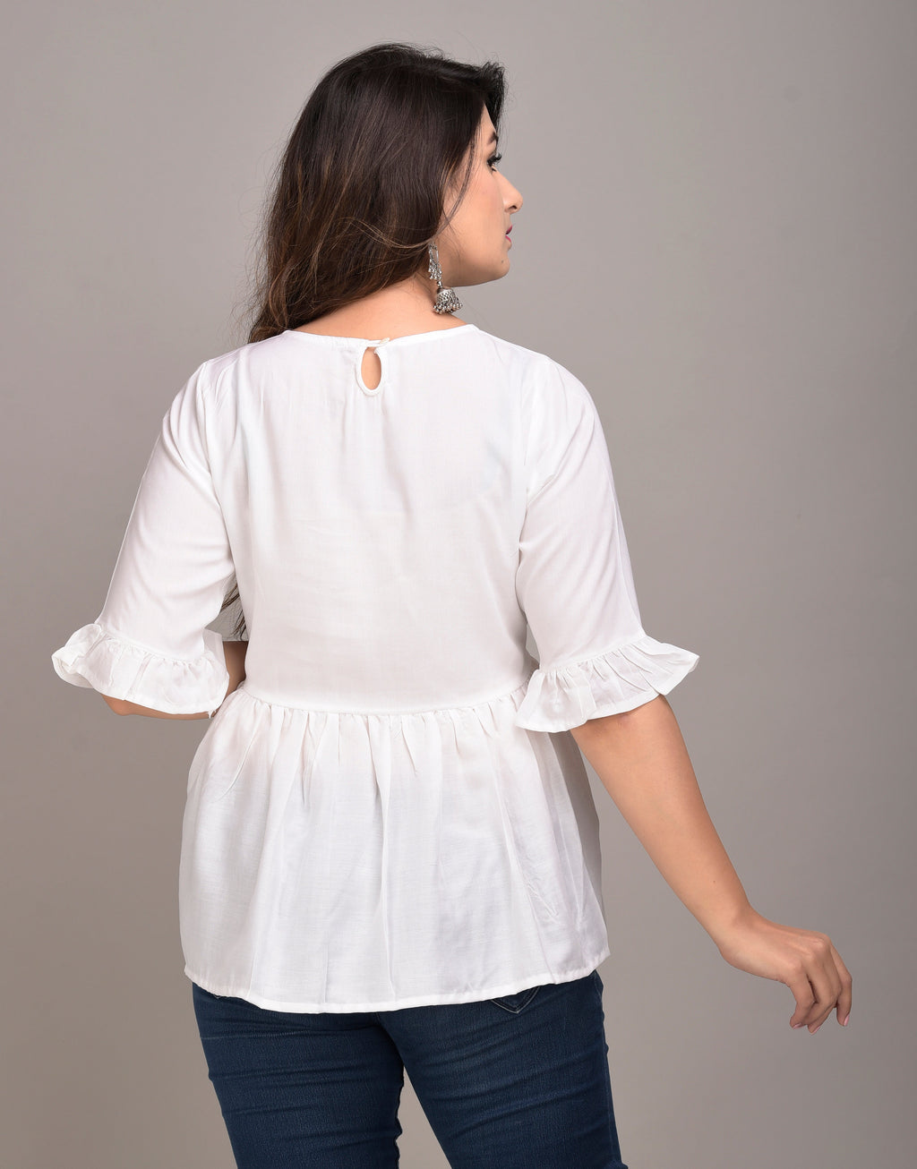 Casual Regular Sleeves Embroidered Women White Top