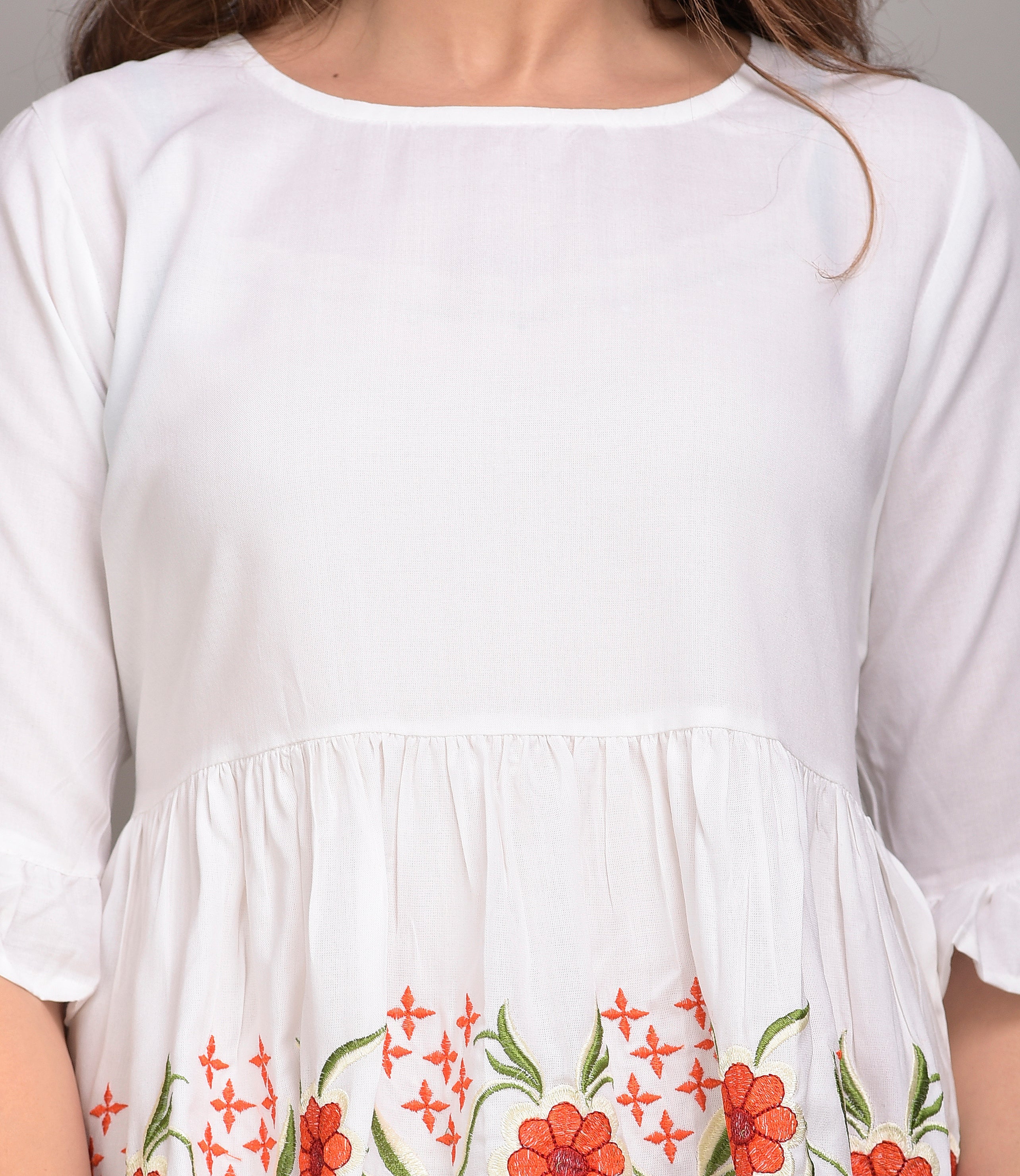 Casual Regular Sleeves Embroidered Women White Top