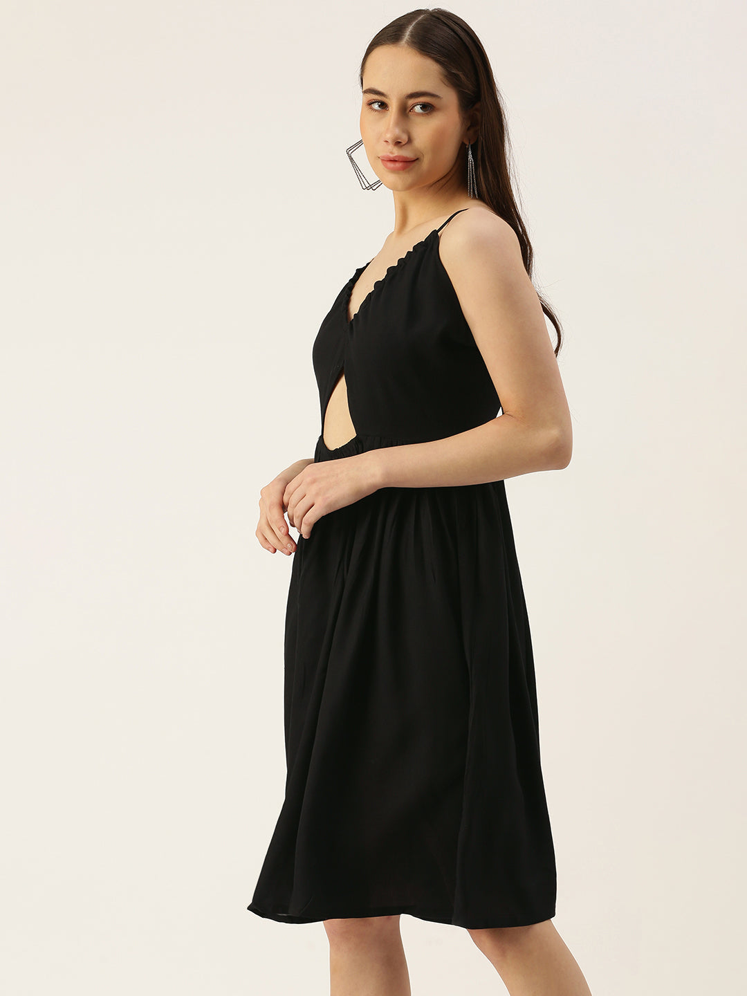 Women Fit and Flare Black Dress