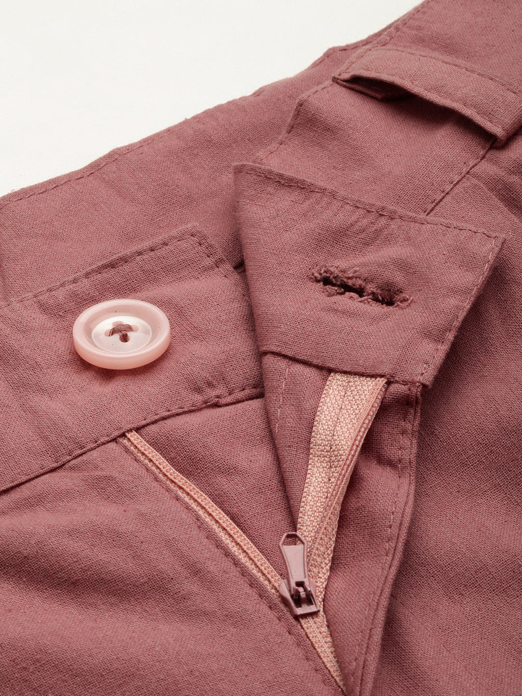 Women Regular Fit RUST Pure Cotton Trousers