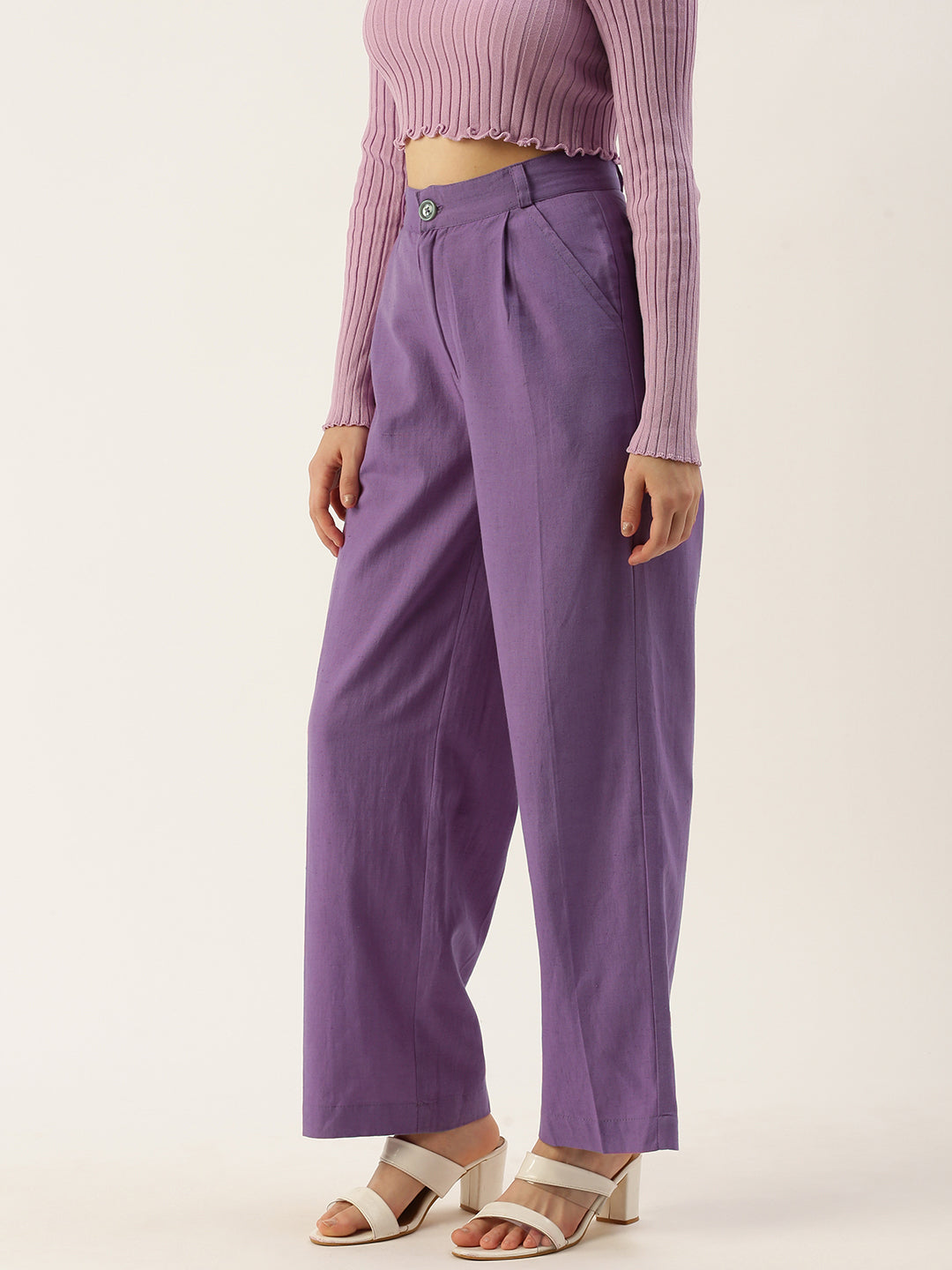 Women Regular Fit PURPUL Pure Cotton Trousers