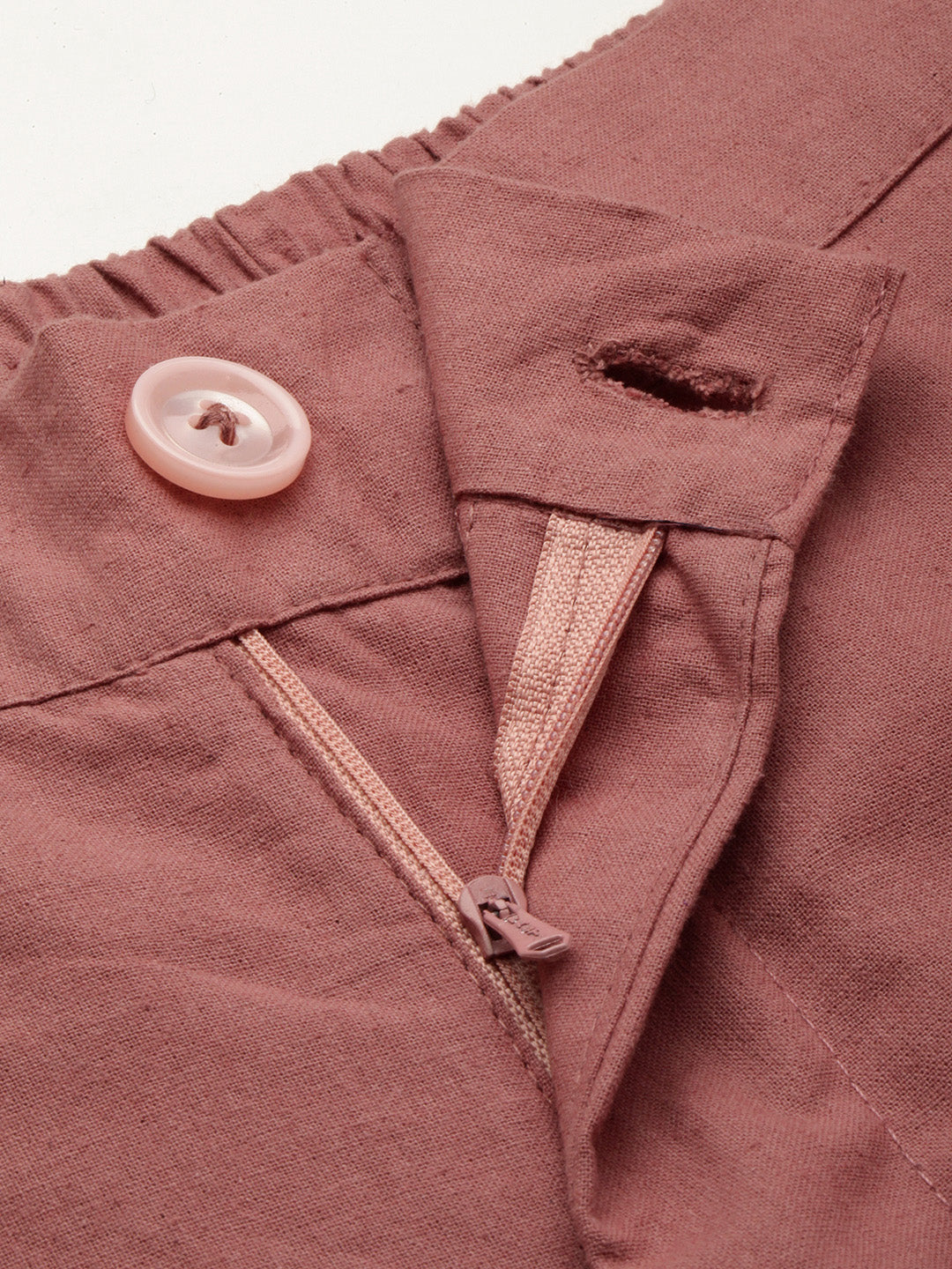 Women Regular Fit RUST Pure Cotton Trousers