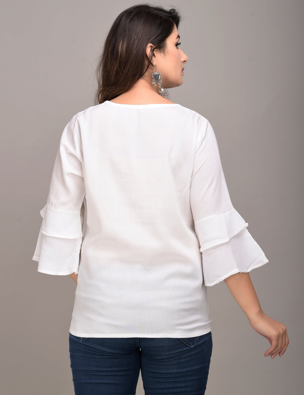 Casual Regular Sleeves Embroidered Women White Top