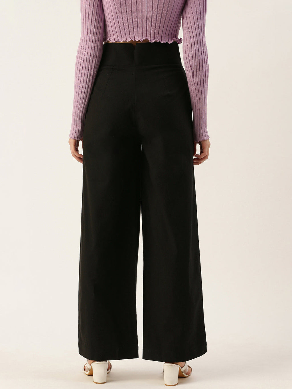 Women Regular Fit BLACK Pure Cotton Trousers