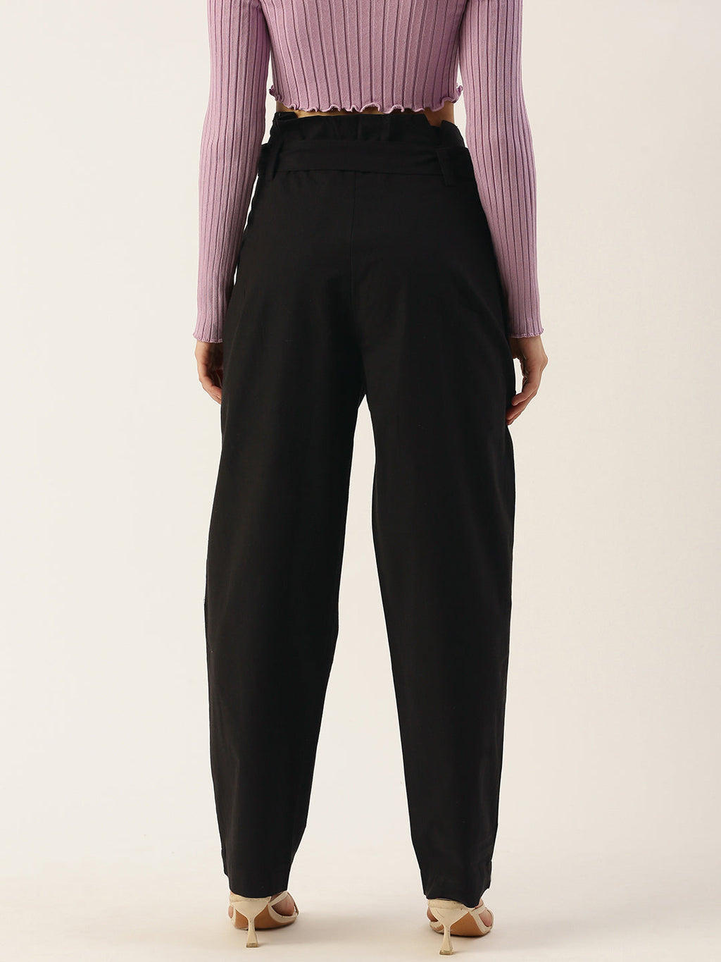 Women Regular Fit BLACK Pure Cotton Trousers