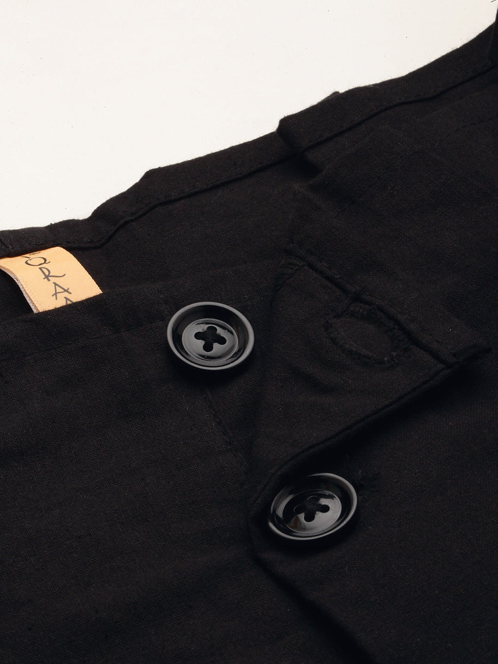 Women Regular Fit BLACK Pure Cotton Trousers