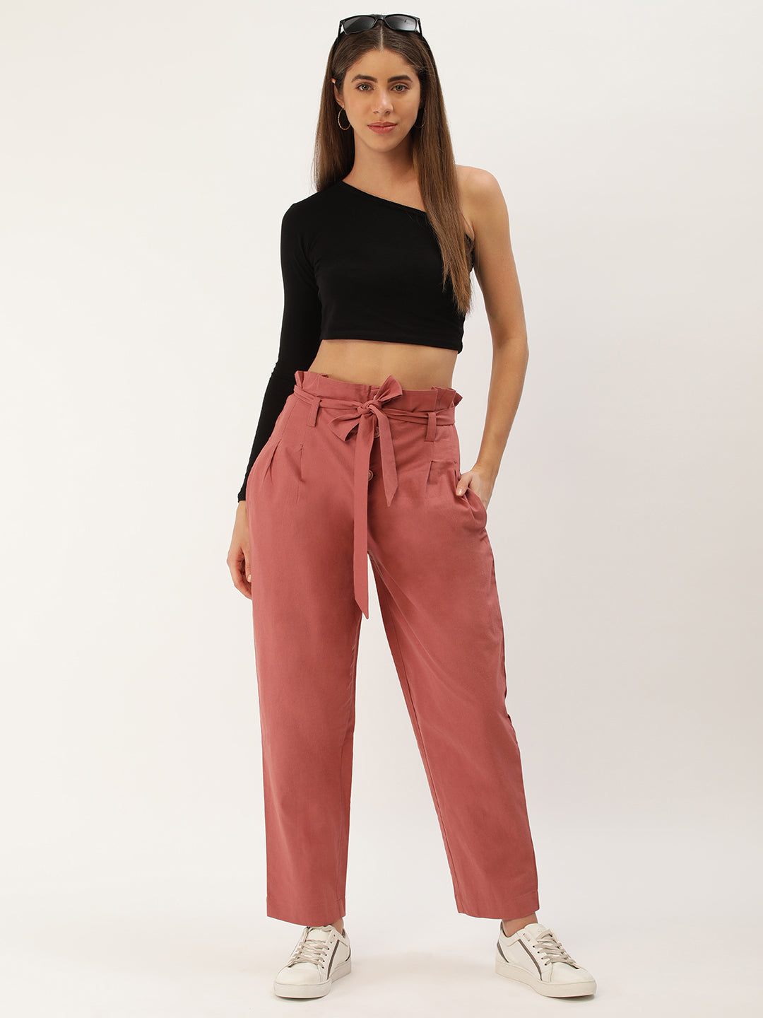 Women Regular Fit RUST Pure Cotton Trousers
