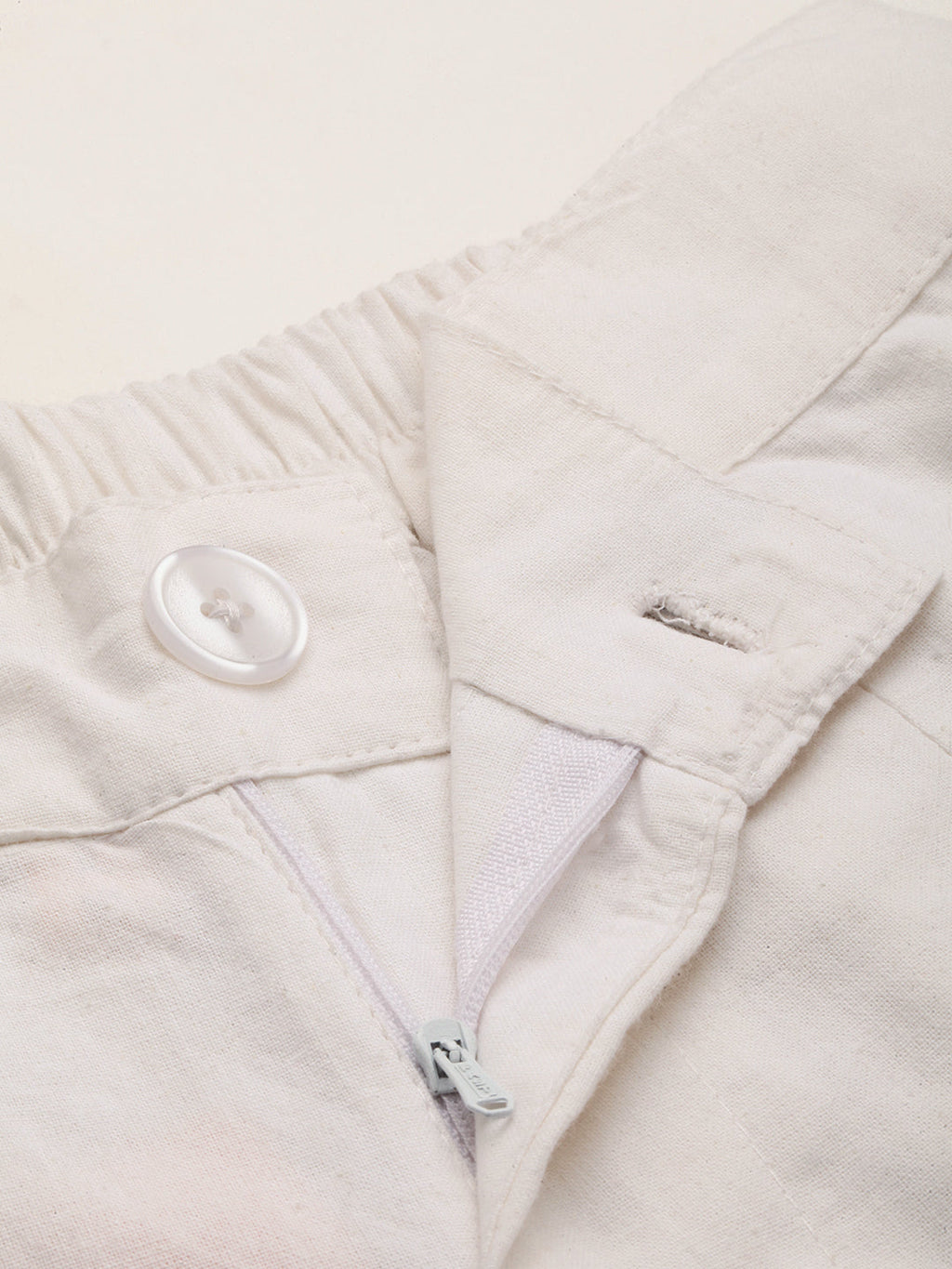 Women Regular Fit WHITE Pure Cotton Trousers