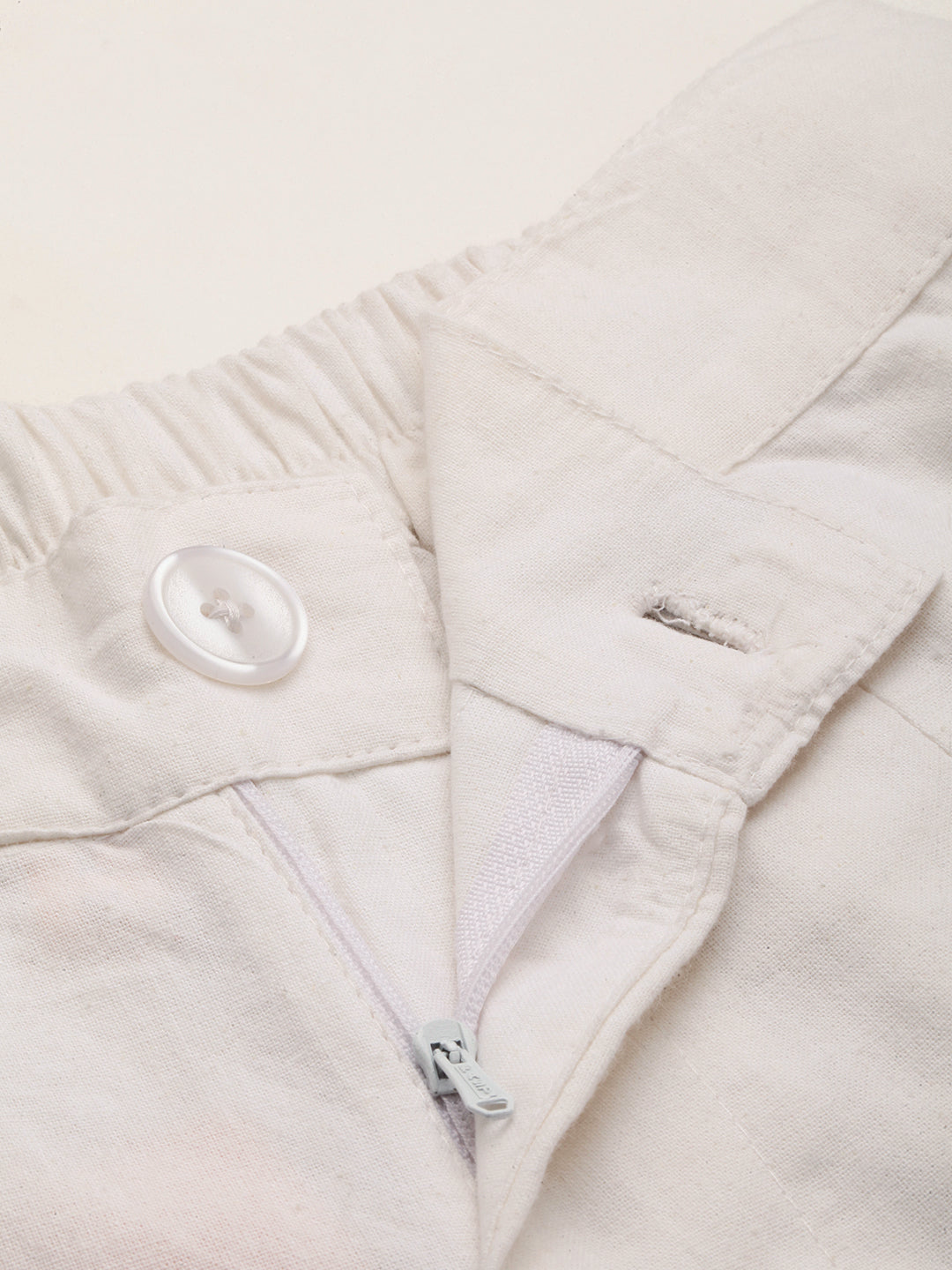 Women Regular Fit WHITE Pure Cotton Trousers