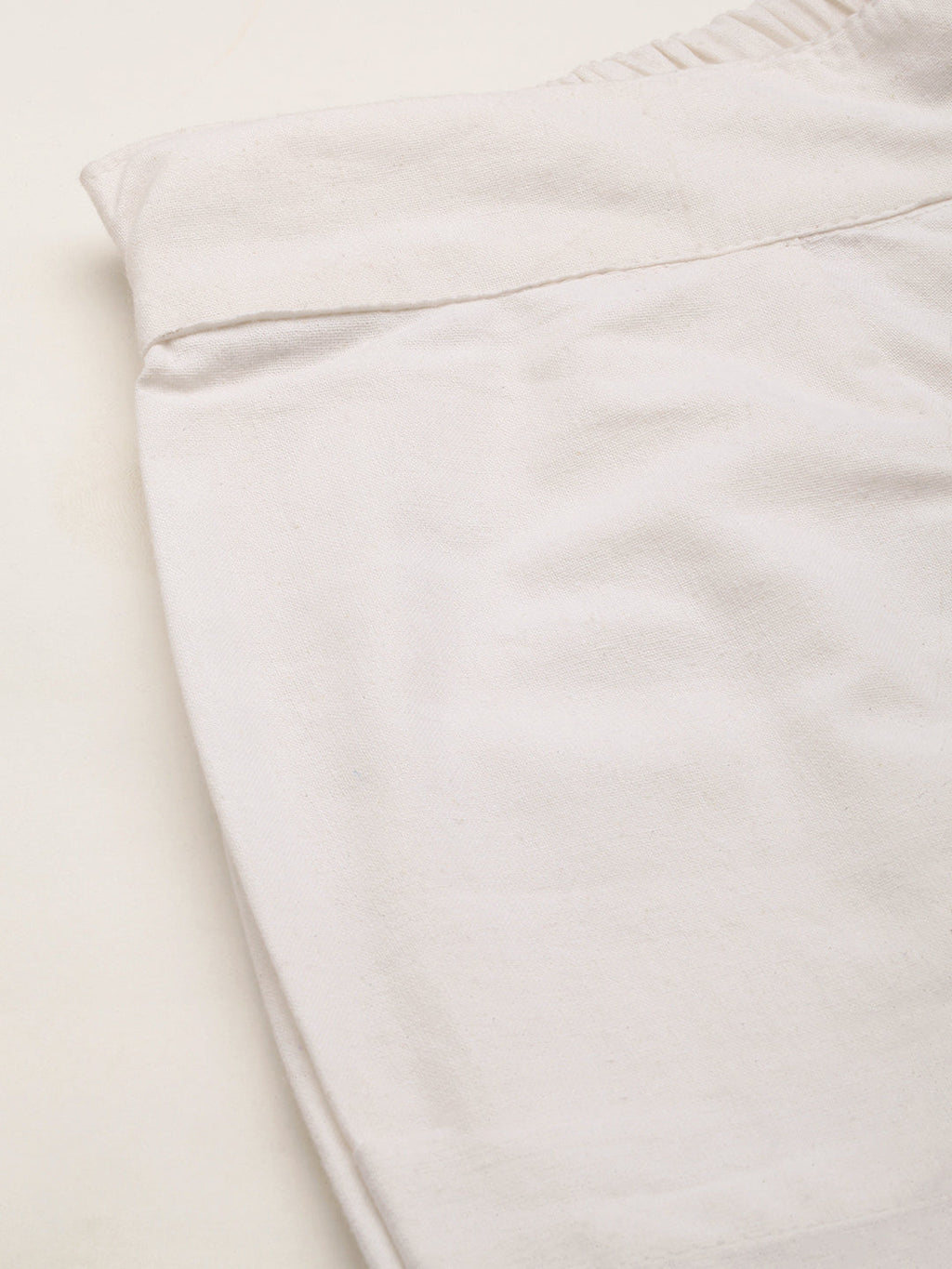 Women Regular Fit WHITE Pure Cotton Trousers