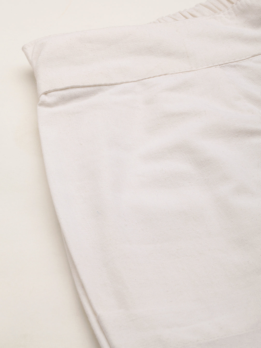 Women Regular Fit WHITE Pure Cotton Trousers