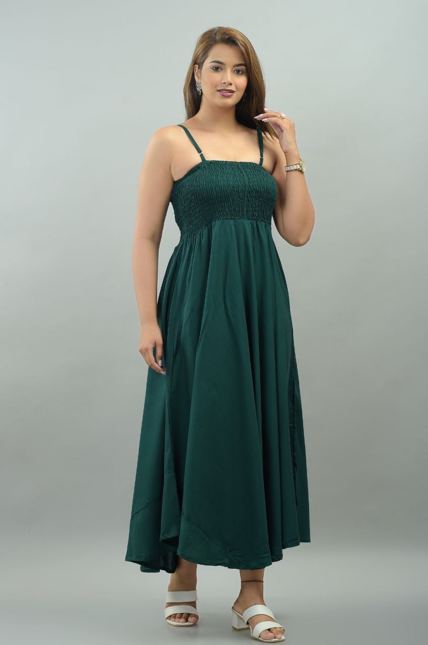 Women Fit and Flare Green Dress