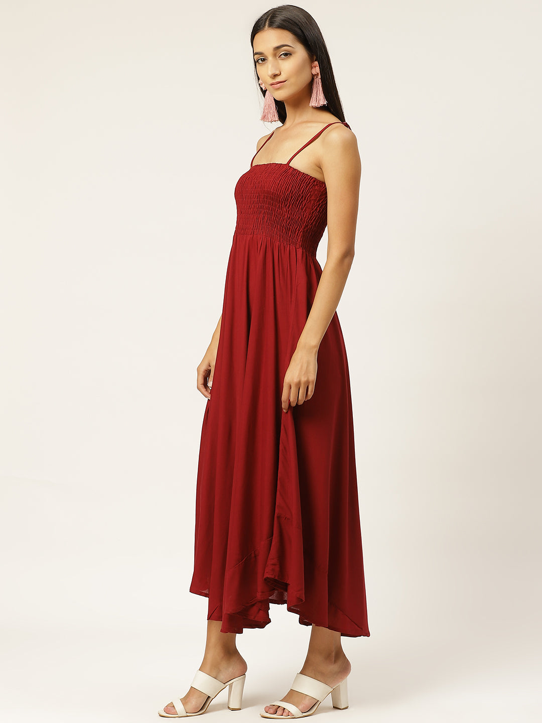 Women Empire Waist Maroon Dress