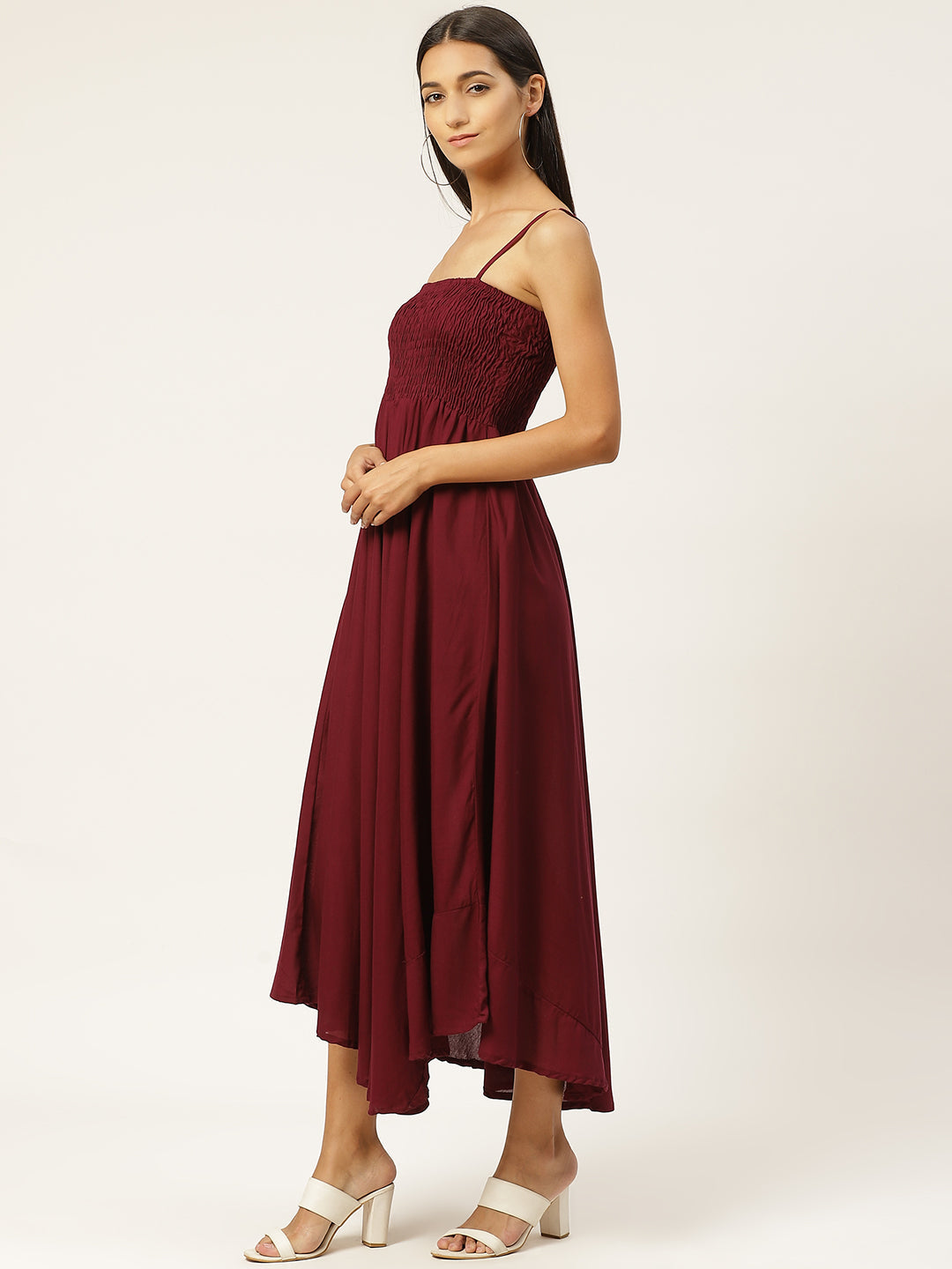 Women Empire Waist Wine Dress