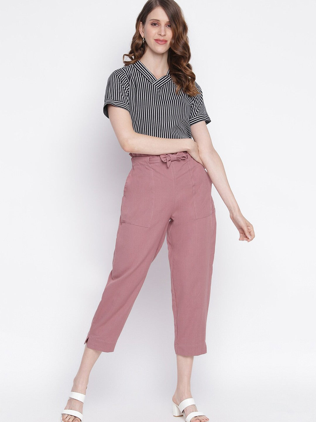 Women Orange Slim Fit Trousers