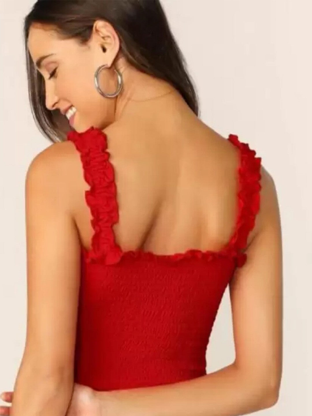 Woman Bobbin Elastic Crop Top