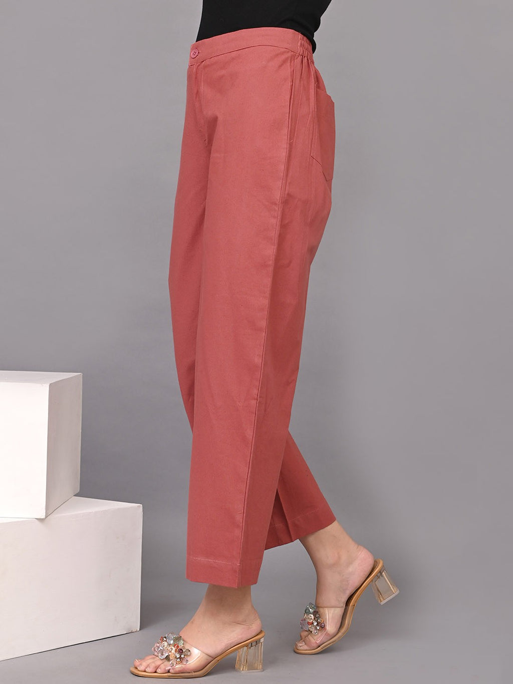 Women Mid Rise Cotton Trousers