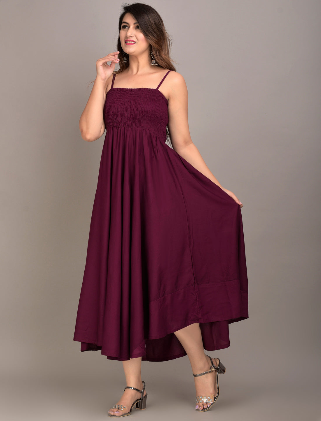 Women Fit and Flare Purple Dress