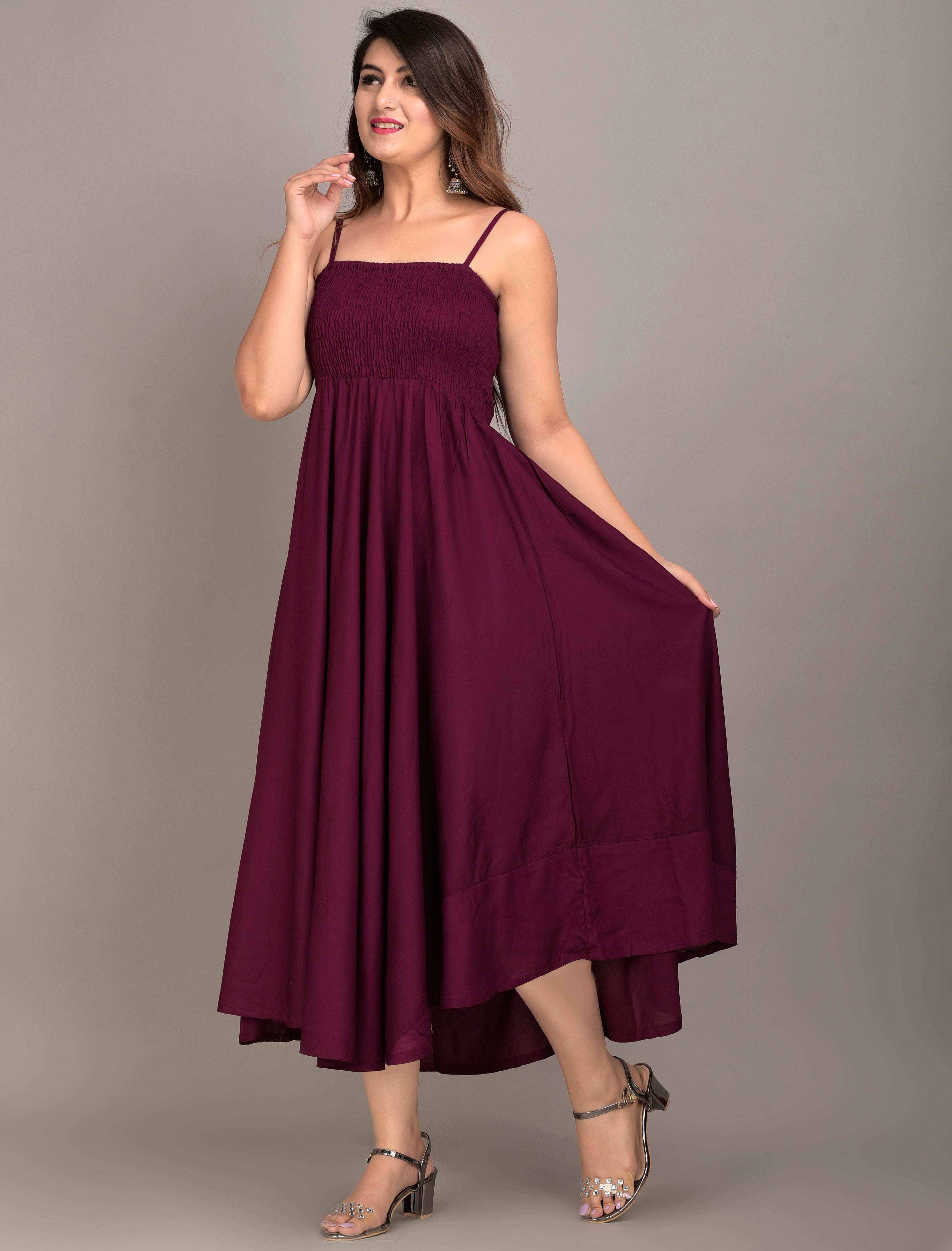Women Fit and Flare Purple Dress