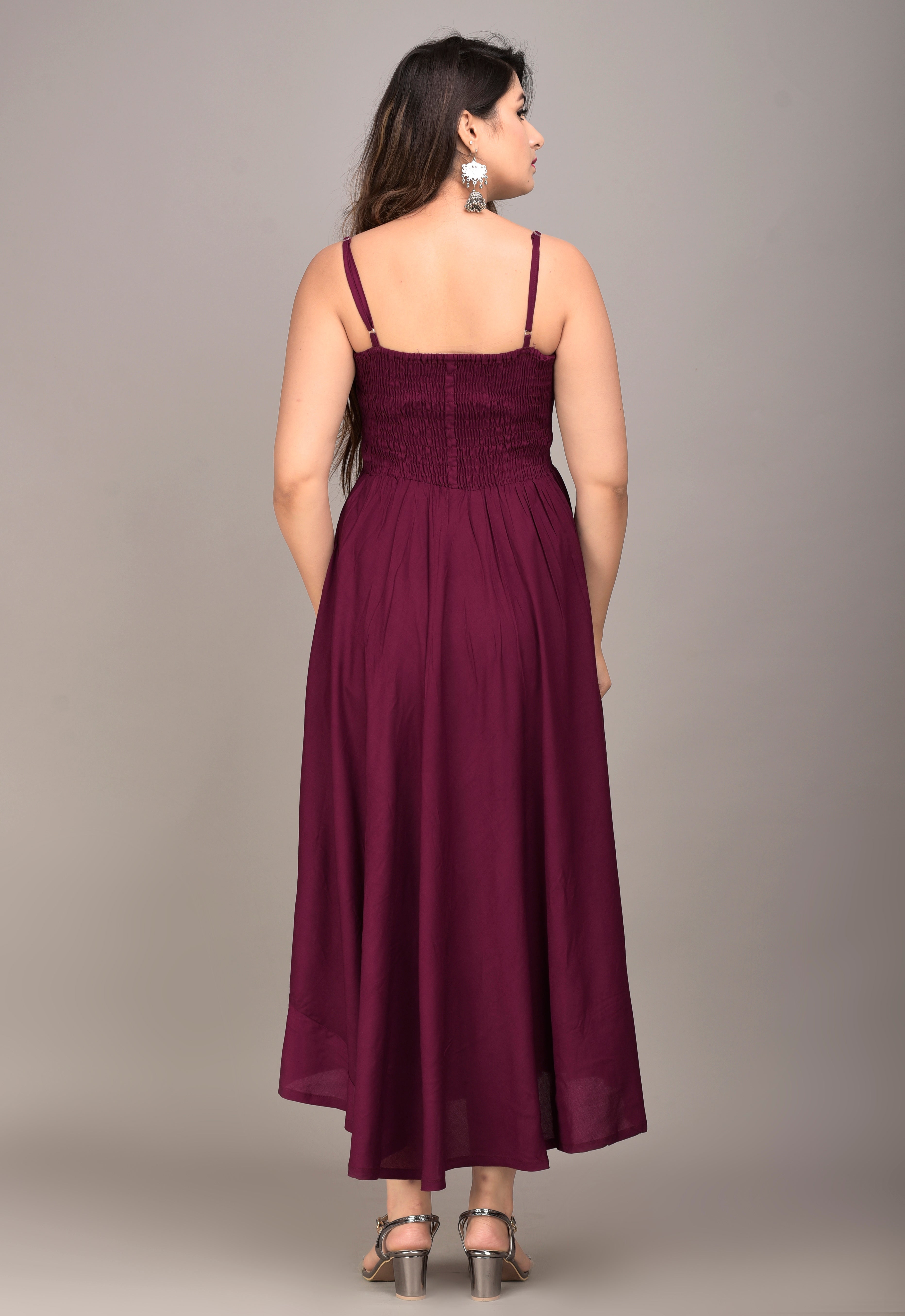 Women Fit and Flare Purple Dress