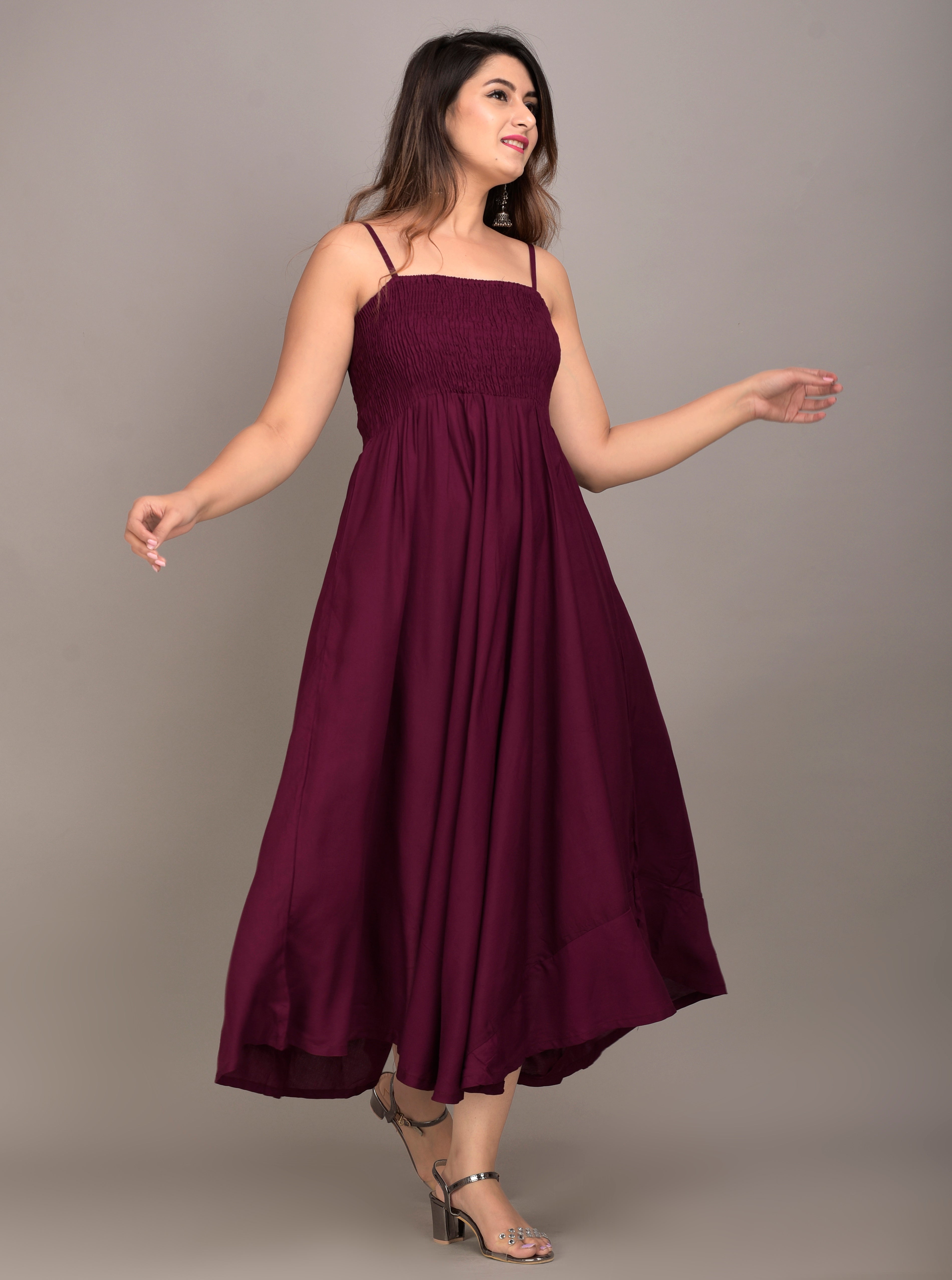 Women Fit and Flare Purple Dress