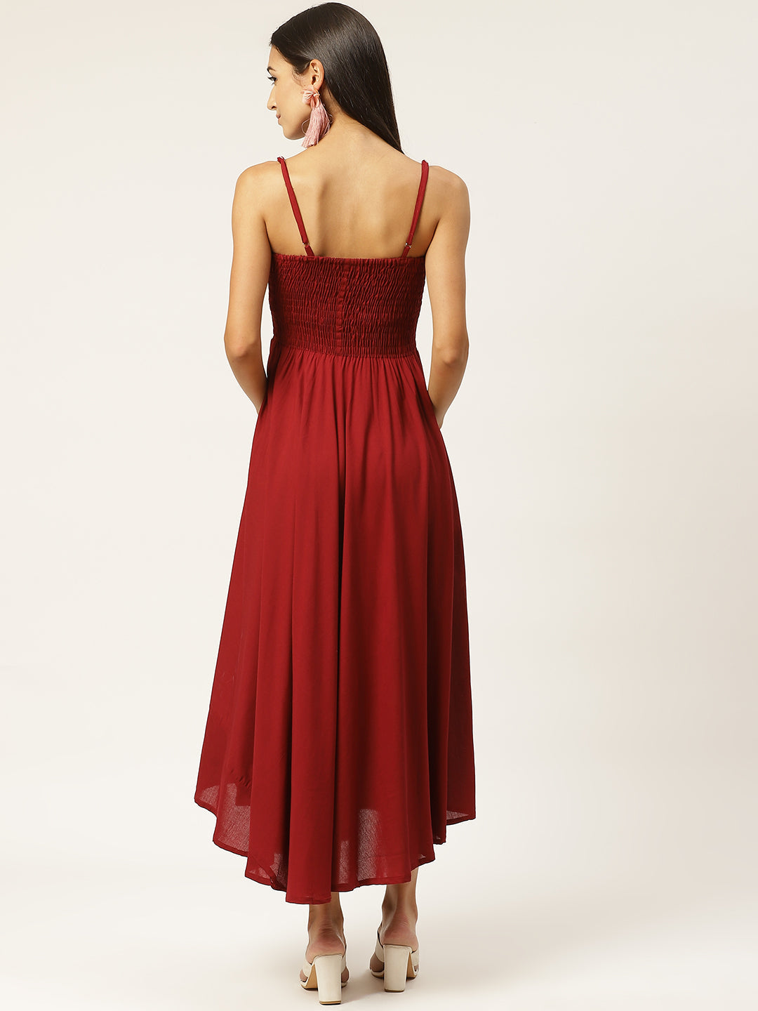 Women Empire Waist Maroon Dress