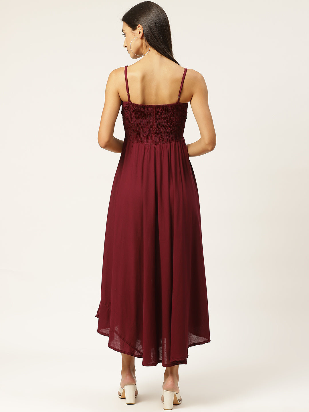 Women Empire Waist Wine Dress