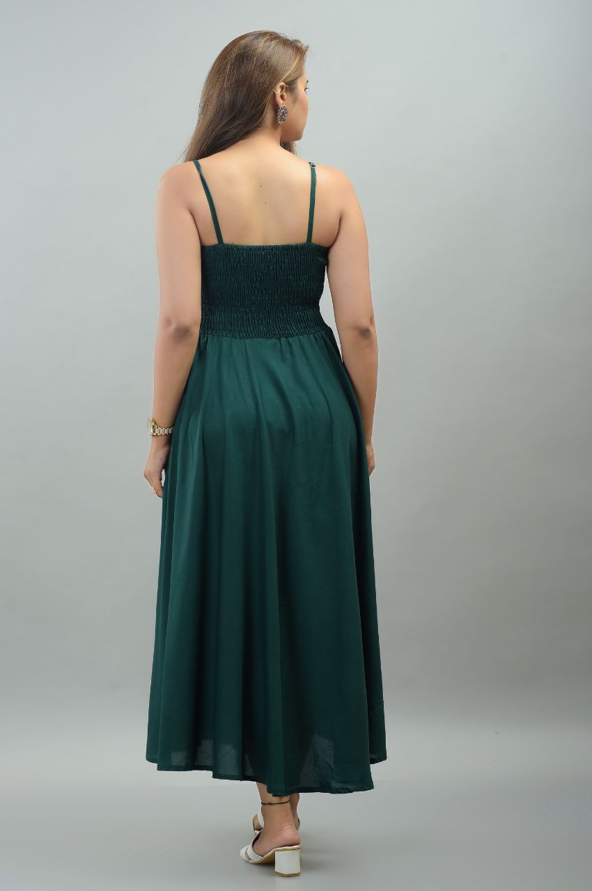 Women Fit and Flare Green Dress