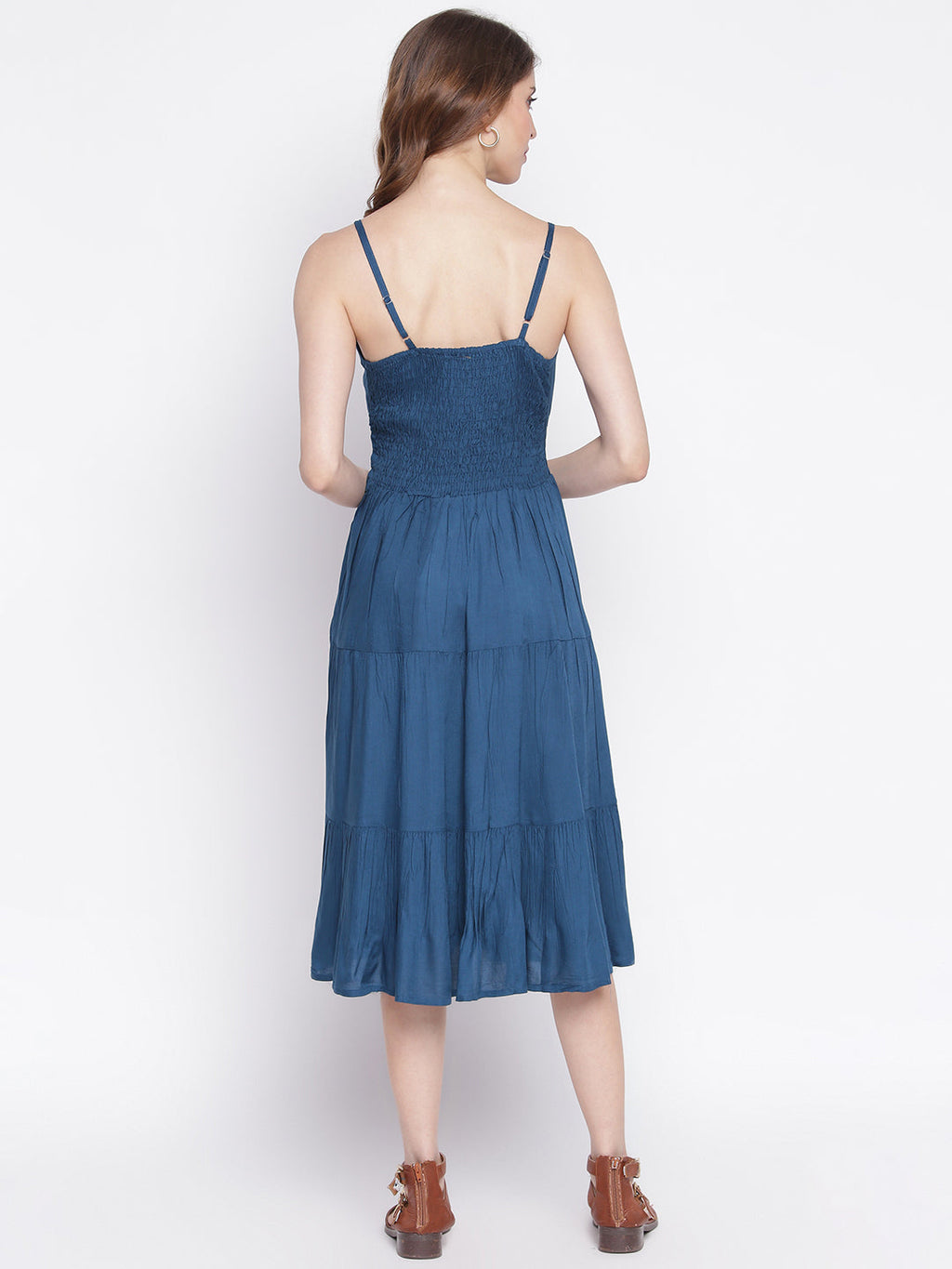 Women Fit and Flare Blue Dress