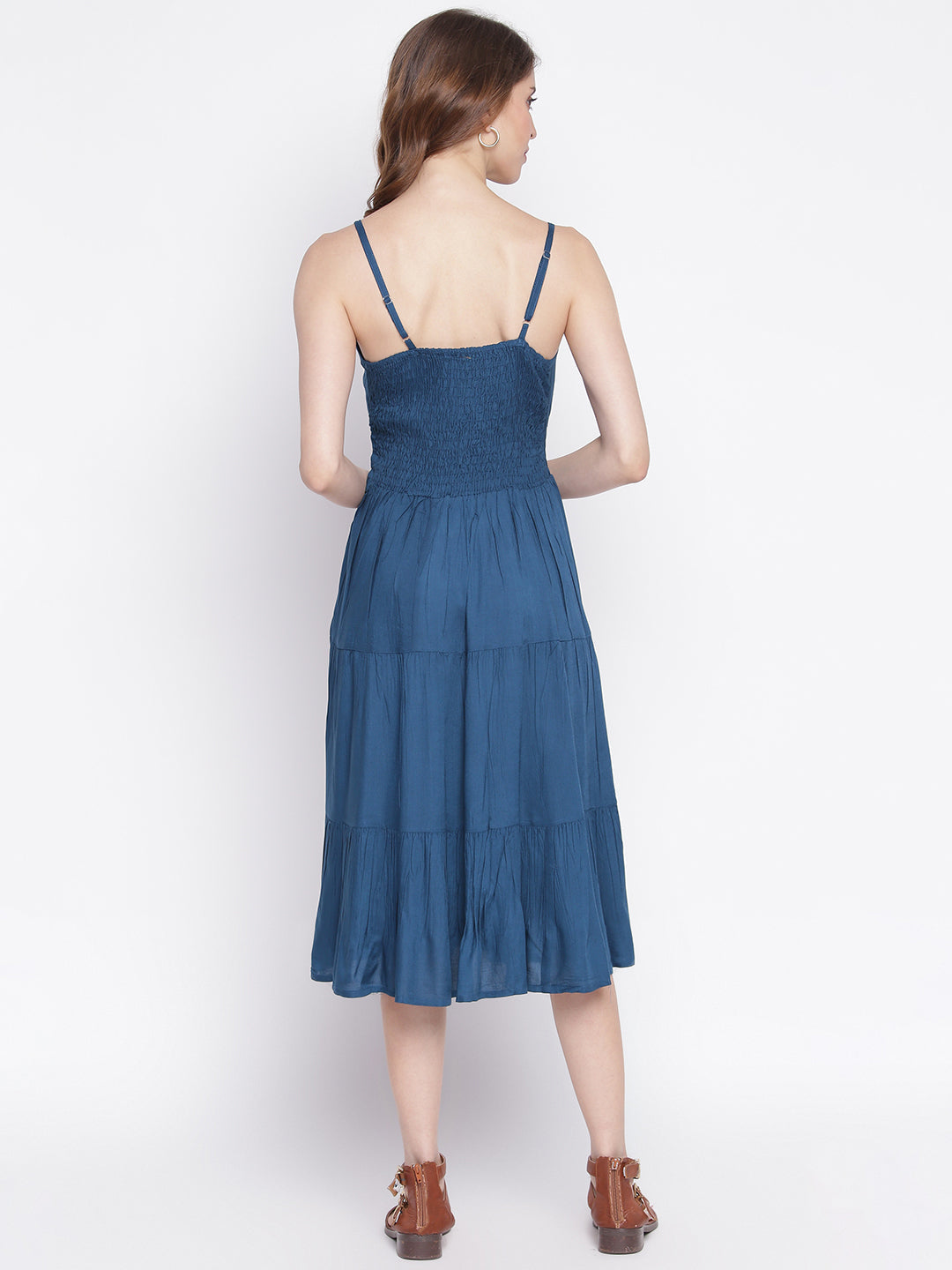 Women Fit and Flare Blue Dress