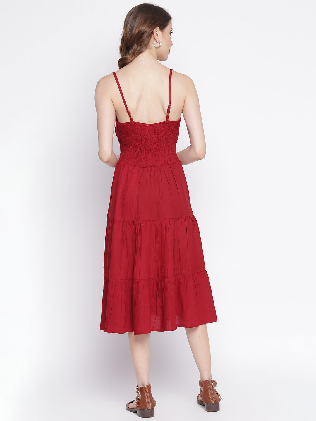 Women Fit and Flare Maroon Dress