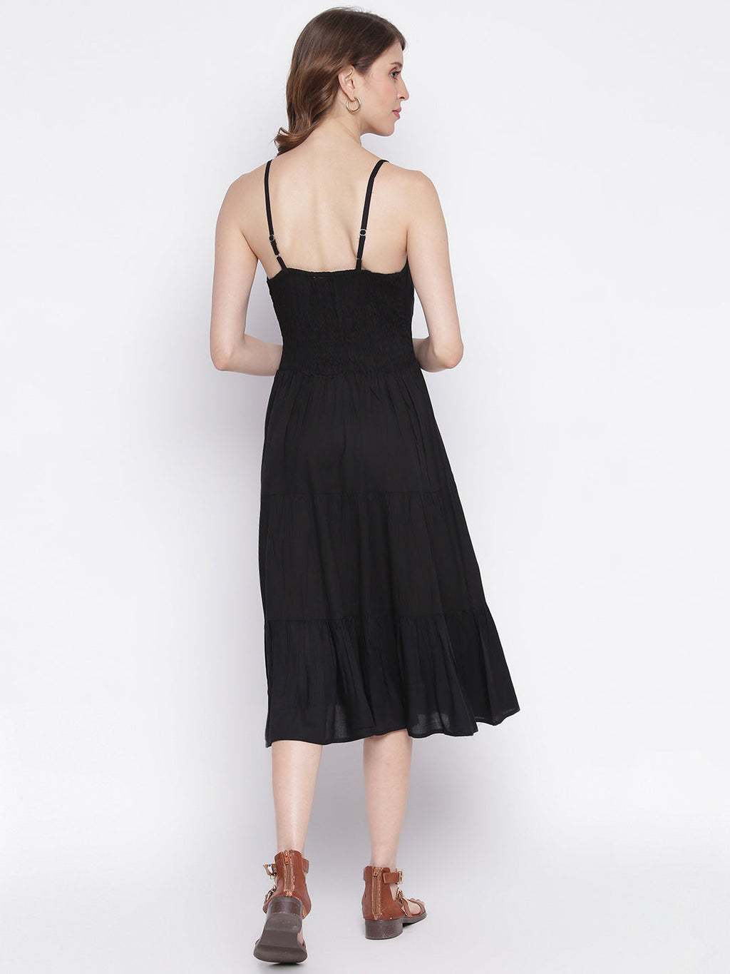 Women Fit and Flare Black Dress