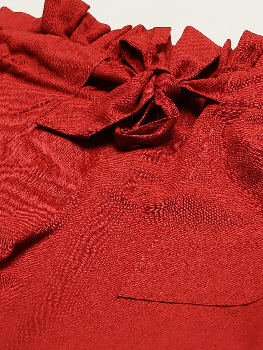 Women Regular Fit Maroon Pure Cotton Trousers