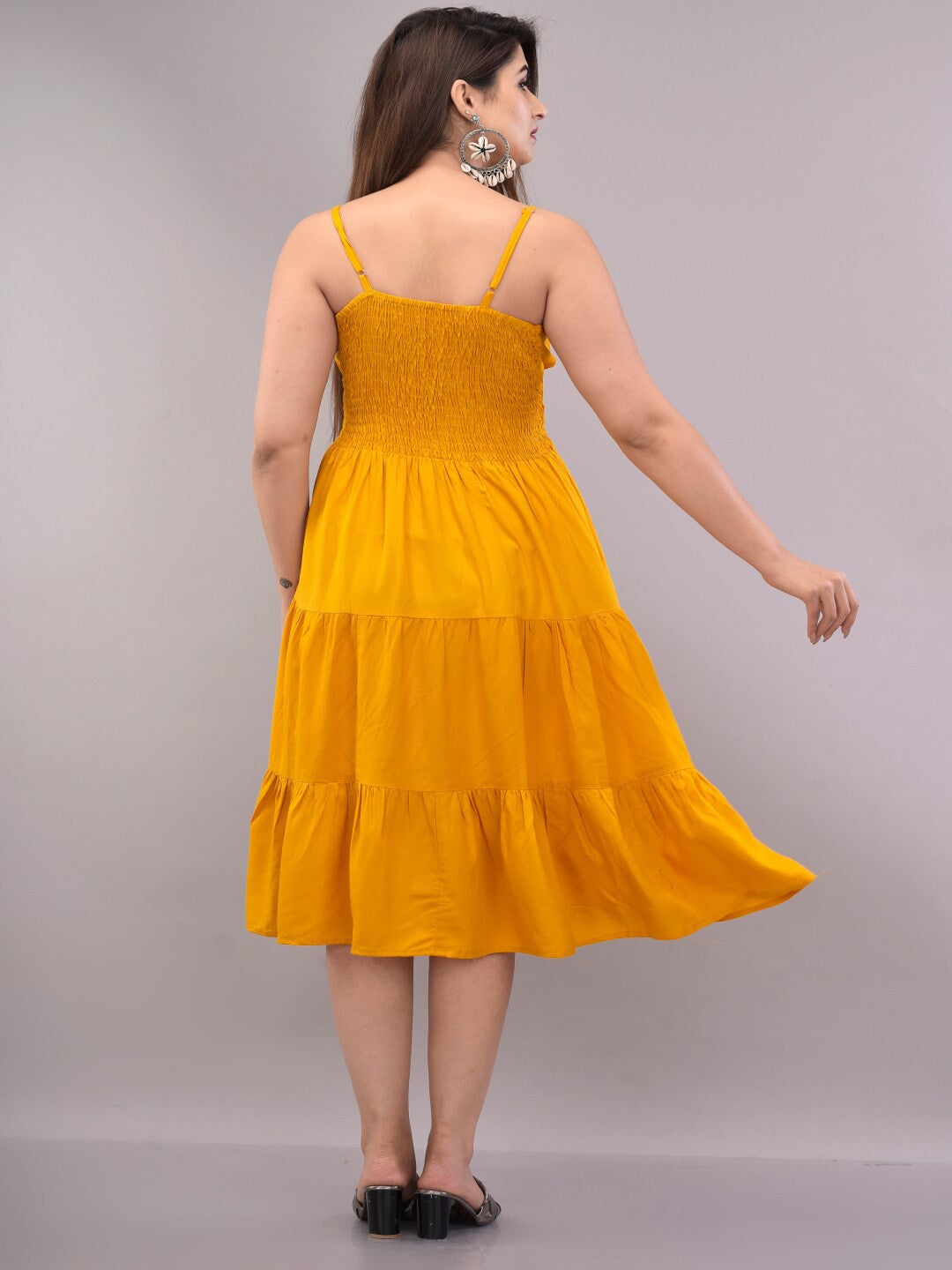 Yellow Empire Midi Dress