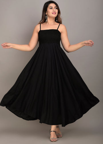 Women Fit and Flare Black Dress