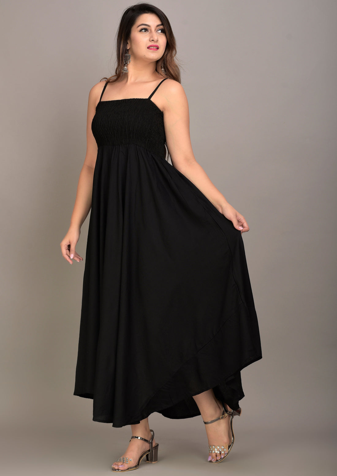 Women Fit and Flare Black Dress