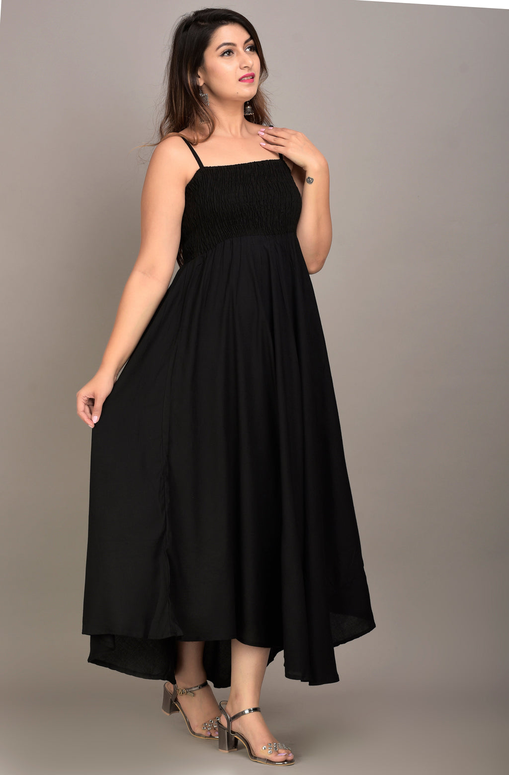 Women Fit and Flare Black Dress