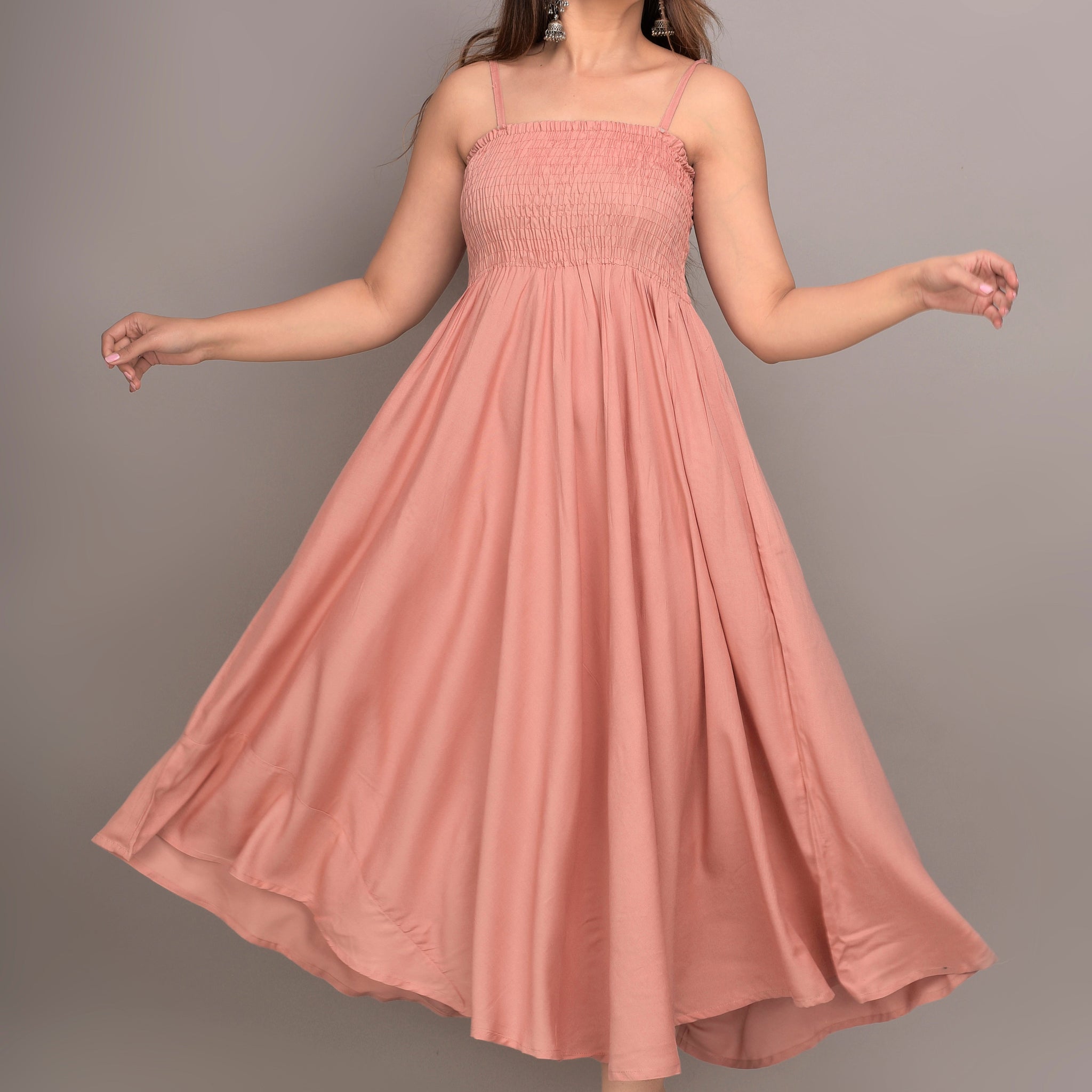 Women Fit and Flare peach Dress