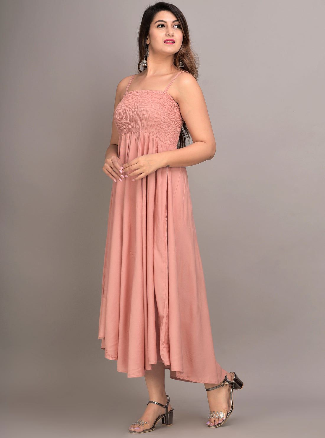 Women Fit and Flare peach Dress