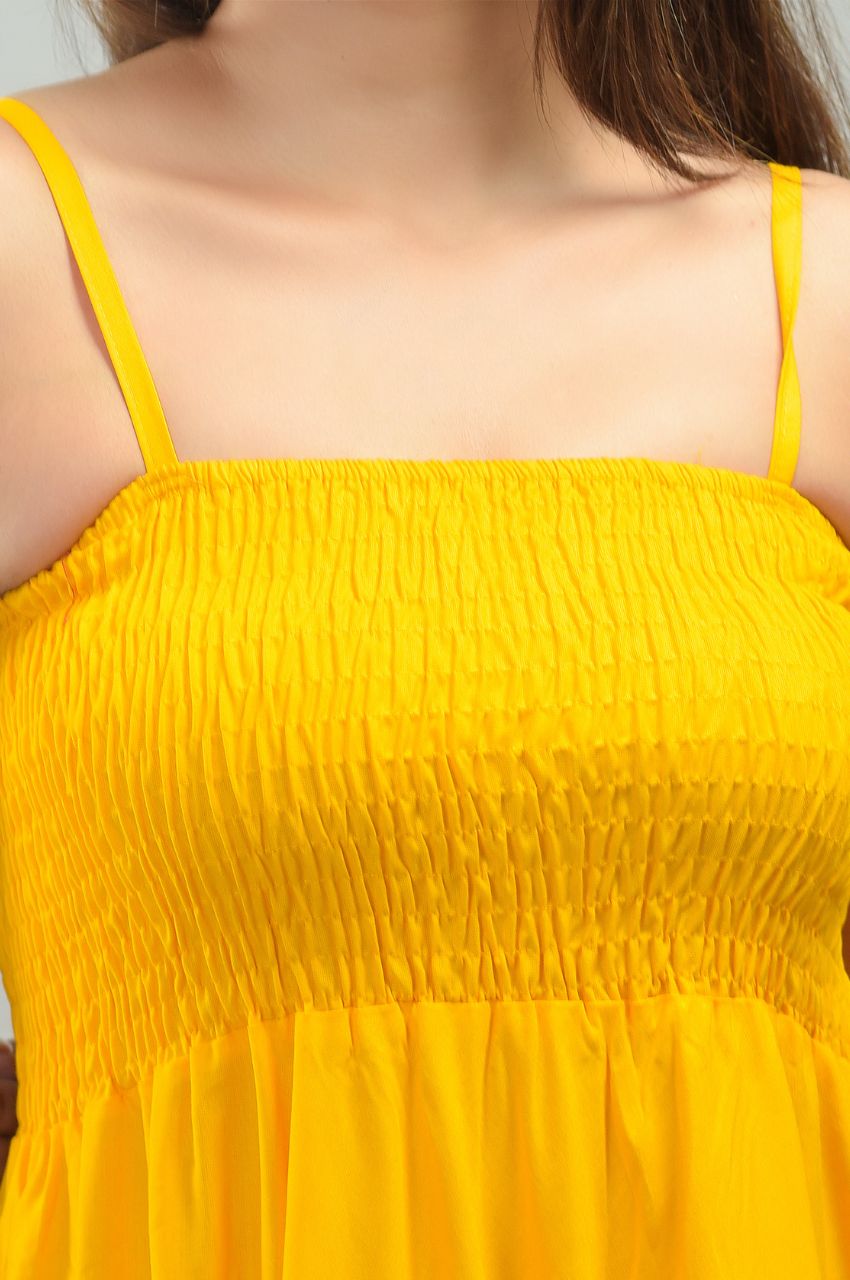 Women Fit and Flare Yellow Dress