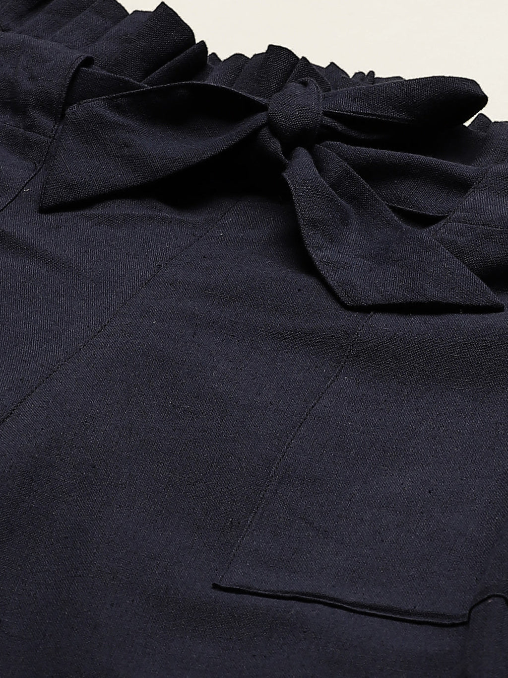 Women Regular Fit Navy Blue Pure Cotton Trousers