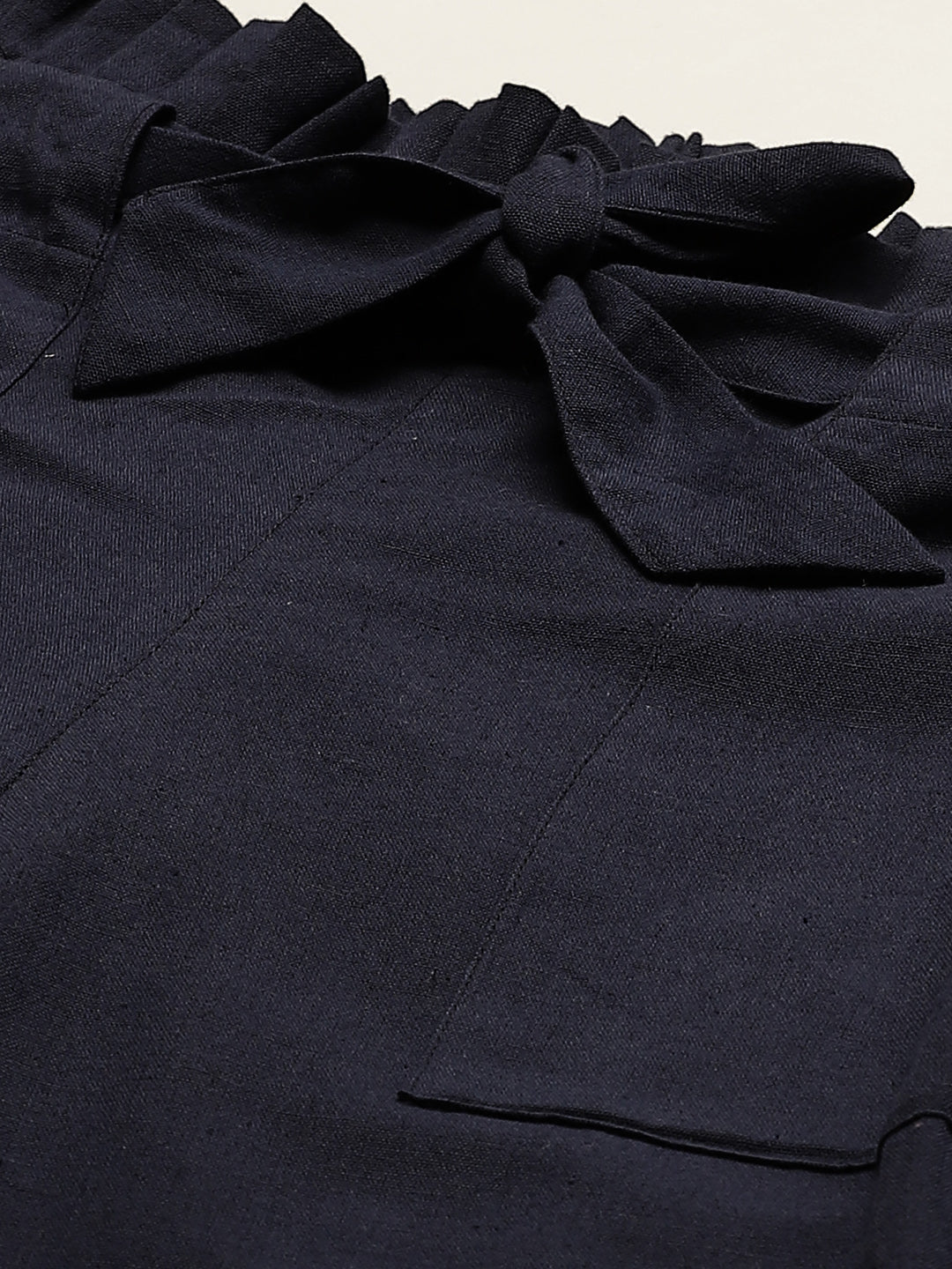 Women Regular Fit Navy Blue Pure Cotton Trousers