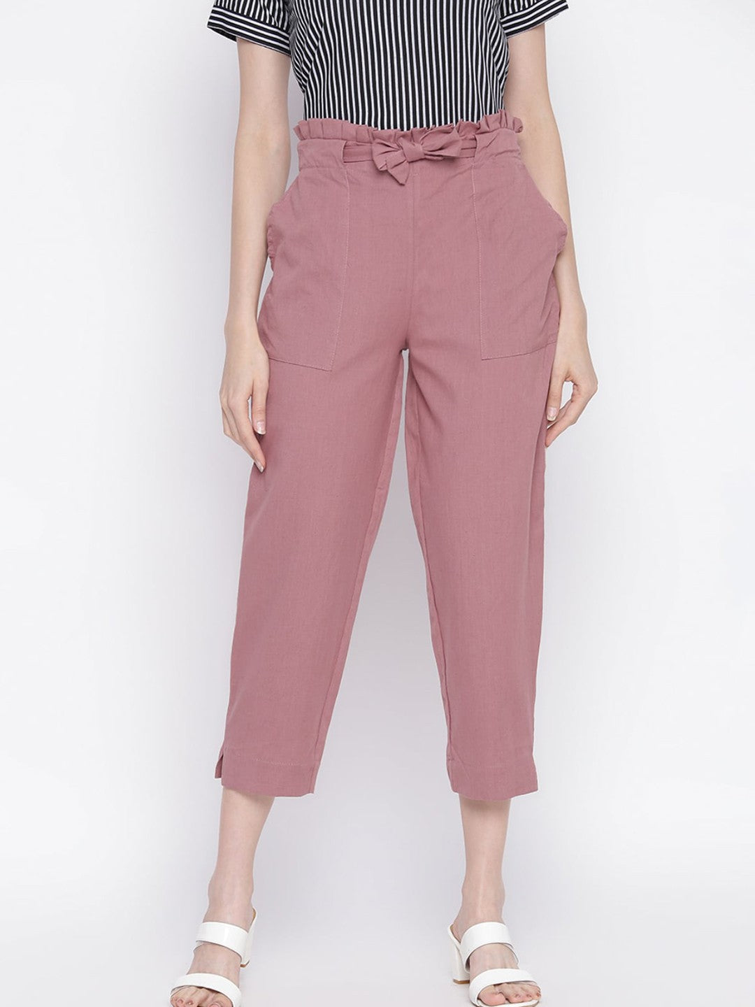Women Orange Slim Fit Trousers