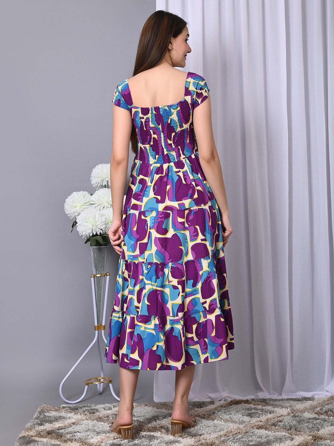 Floral Print Fit & Flare Midi Dress