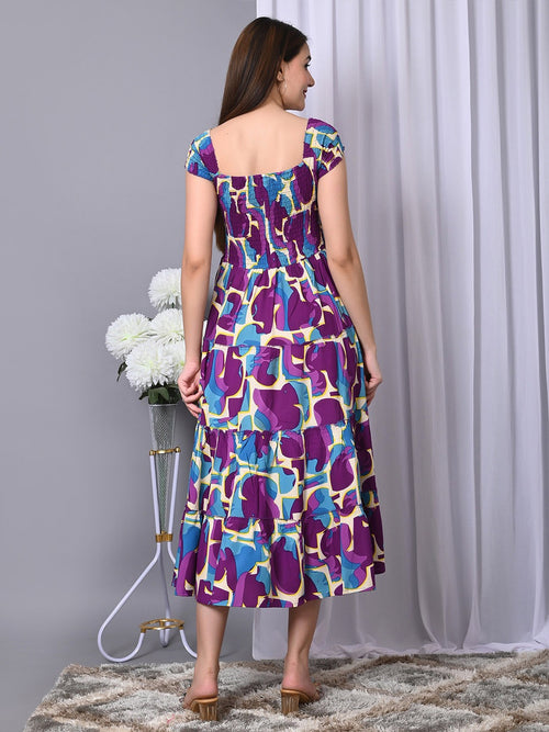 Floral Print Fit & Flare Midi Dress